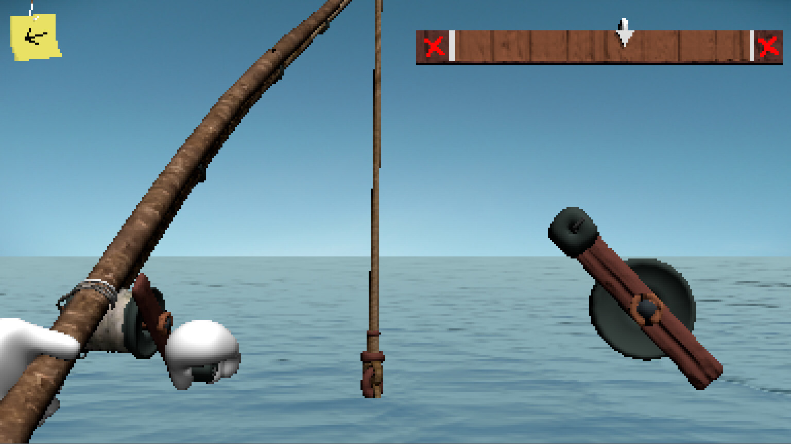 A timing minigame with a fishing rod in Endacopia